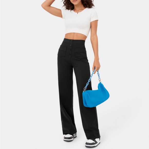 Halara High Waisted Button Multiple Pockets Straight Leg Casual Pants - Picture 10 of 12